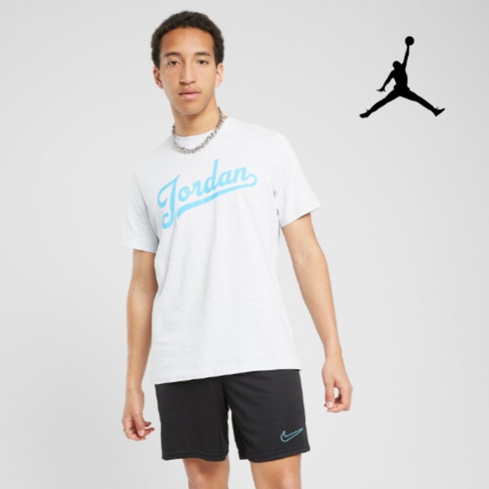 Jordan Flight MVP Short Sleeve Cotton Crew Shirt Tee Grey Blue Men's XL